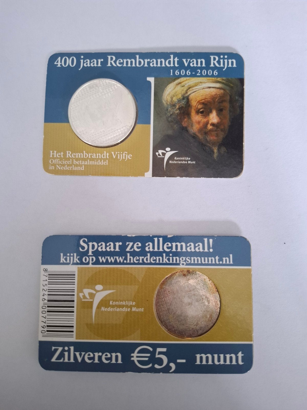 Rembrandt Vijfje Zilveren €5,- munt (2006), Postzegels en Munten, Ophalen, Koningin Beatrix, Zilver, Euro's