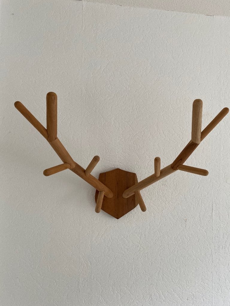 HK Living Kapstok Wanddecoratie gewei hert mahonie hout Zgan, Huis en Inrichting, Woonaccessoires | Kapstokken, Zo goed als nieuw