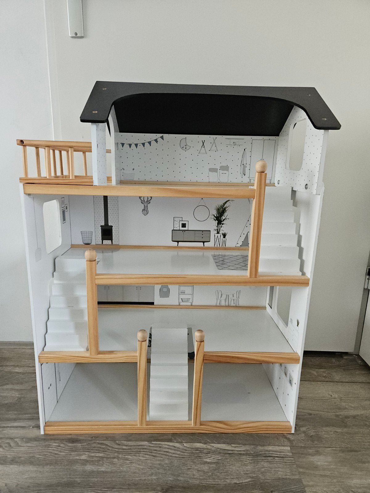 Petite Amelie Poppenhuis Zwart met Meubeltjes, Ophalen, Gebruikt, Poppenhuis