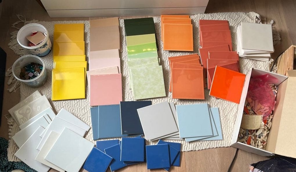 Mozaïektegels, glasdruppels & restjes voor knutselen, Ophalen, 60 cm of meer, Gebruikt, Minder dan 20 cm
