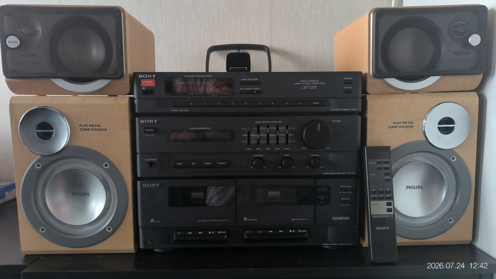 Sony LBT-D105 stereo met 4 Philips speakers en accessoires, Audio, Tv en Foto, Ophalen, Gebruikt, Tuner of Radio, Sony
