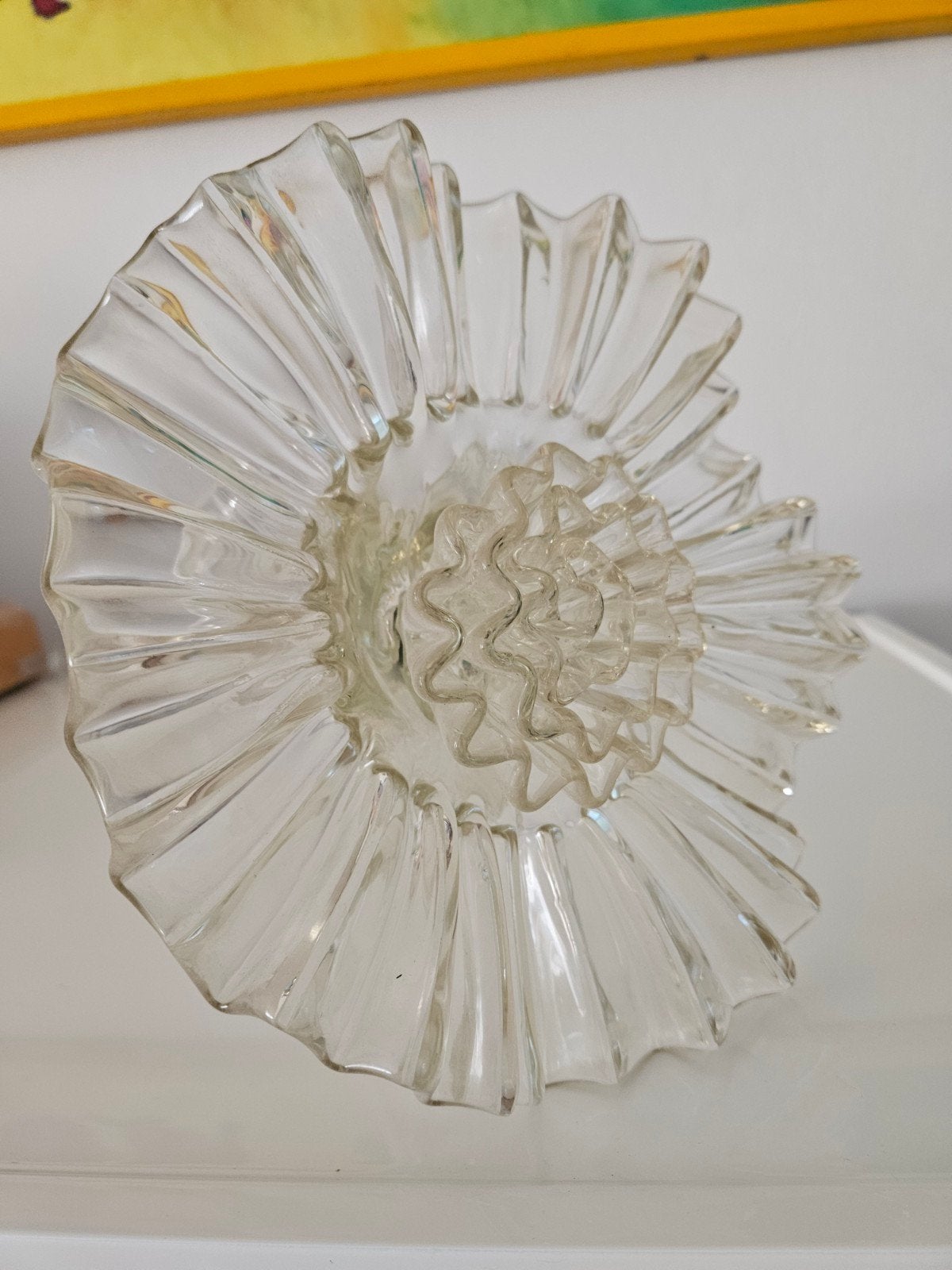 Grote glazen bloem decoratie - Champagne kleurig, Ophalen
