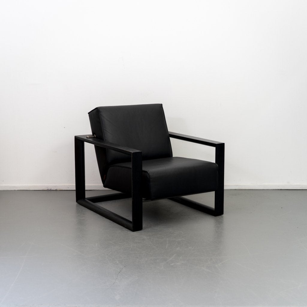 Montis Dickens Fauteuil Zwart Leer - Zwart Chroom, Huis en Inrichting, Niet ingevuld, Zo goed als nieuw, Niet ingevuld, Niet ingevuld