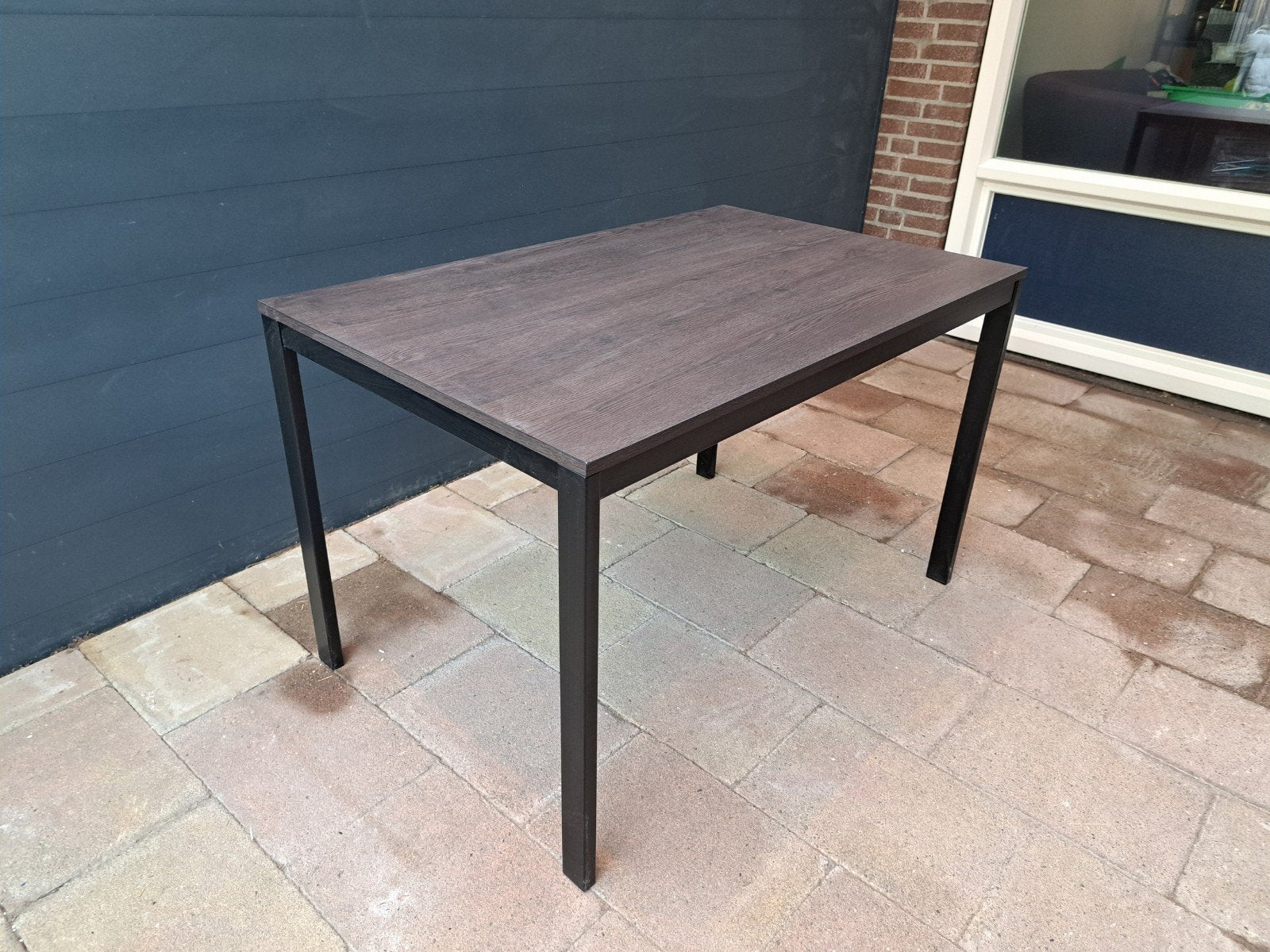 IKEA BJURSTA uitschuifbare tafel zwart/donkerbruin, Huis en Inrichting, Tafels | Eettafels, Ophalen, 50 tot 100 cm, Zo goed als nieuw