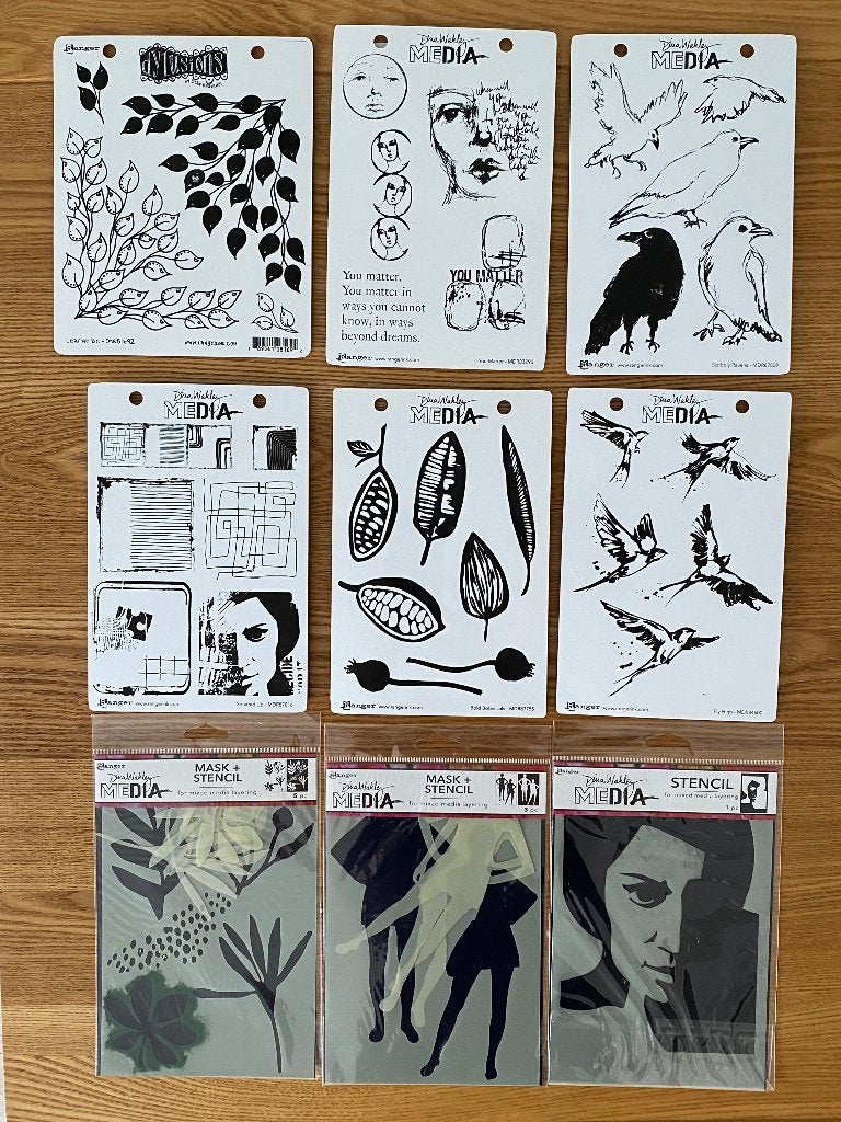 Dina Wakley en Dylusions stempels en stencils, Hobby en Vrije tijd, Ophalen of Verzenden, Gebruikt, Overige typen