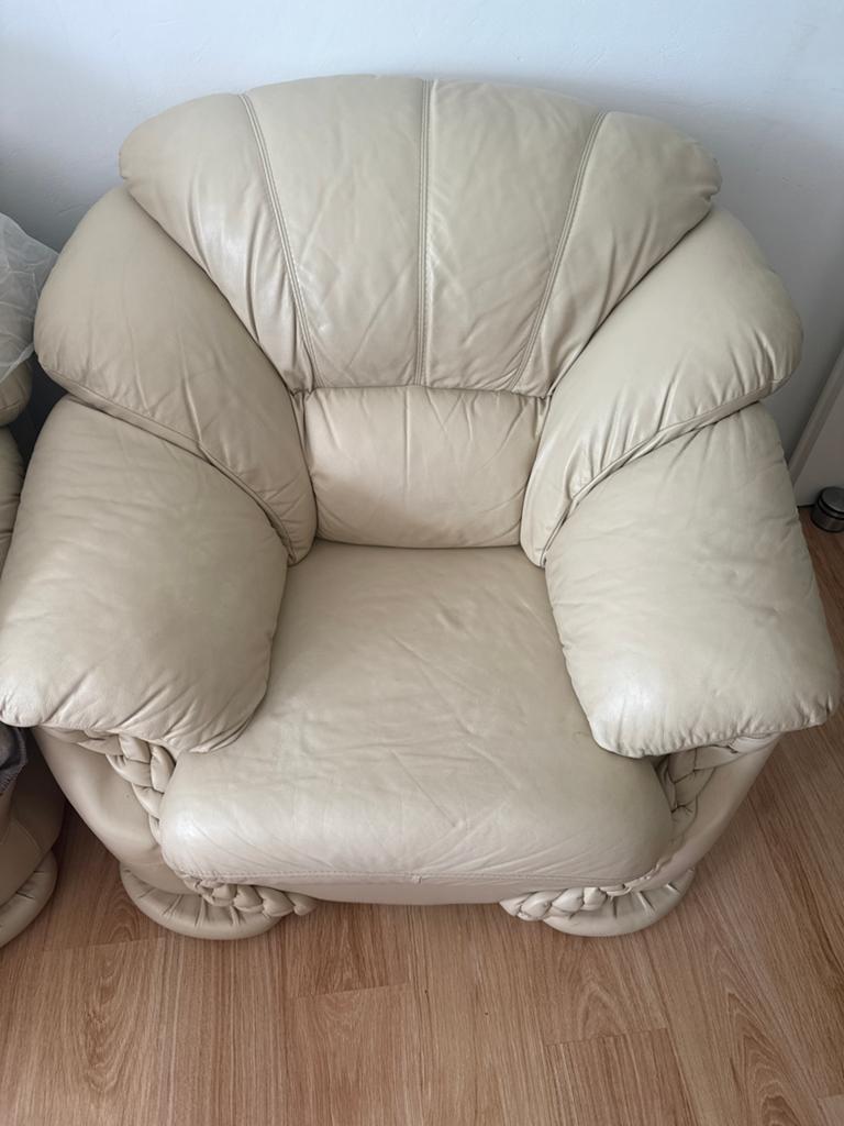 Leren bankstel set van Driehoek meubels, Ophalen, Zo goed als nieuw, 75 tot 100 cm, Leer