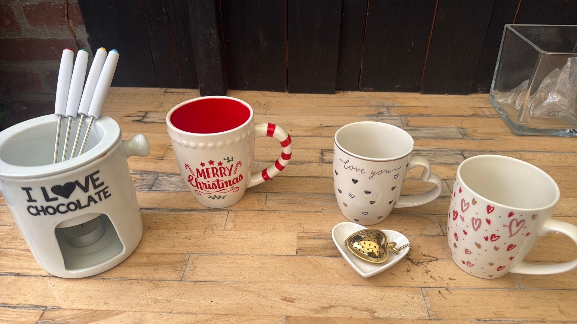 Chocolade fondue setje en 3 bekers, Huis en Inrichting, Ophalen, Zo goed als nieuw
