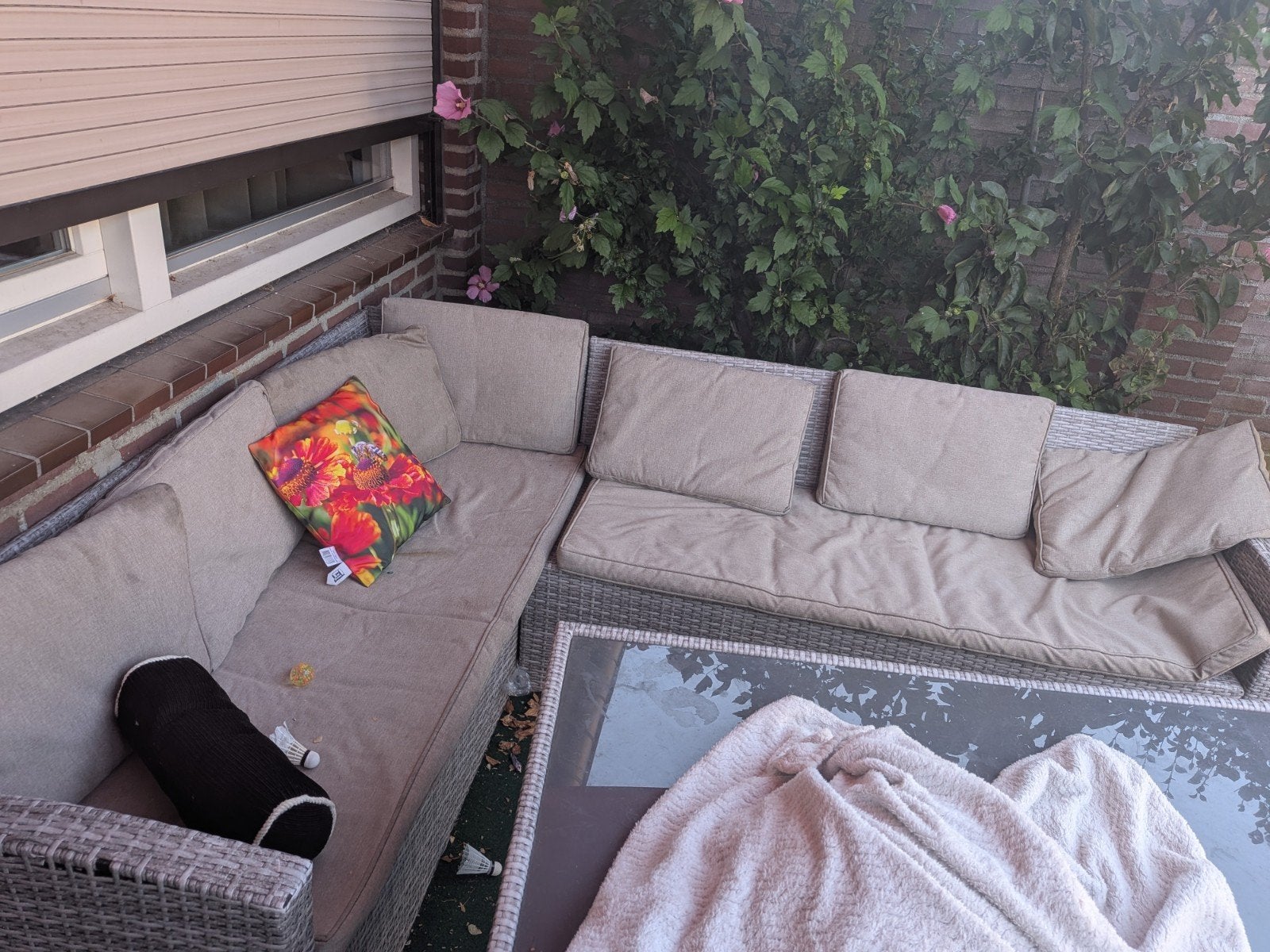 Gratis hoekbank voor in de tuin (exclusief tafel), 5 zitplaatsen, Gebruikt, Ophalen of Verzenden, Loungeset