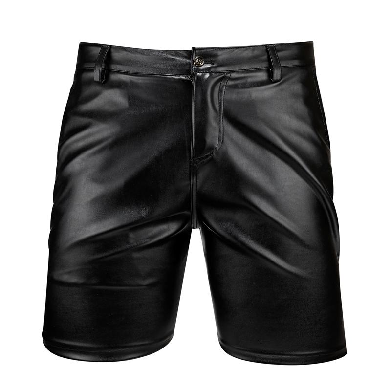 Zwarte kunstleren heren korte broek / mannen lederen, Verzenden, Nieuw, Overige maten, Zwart