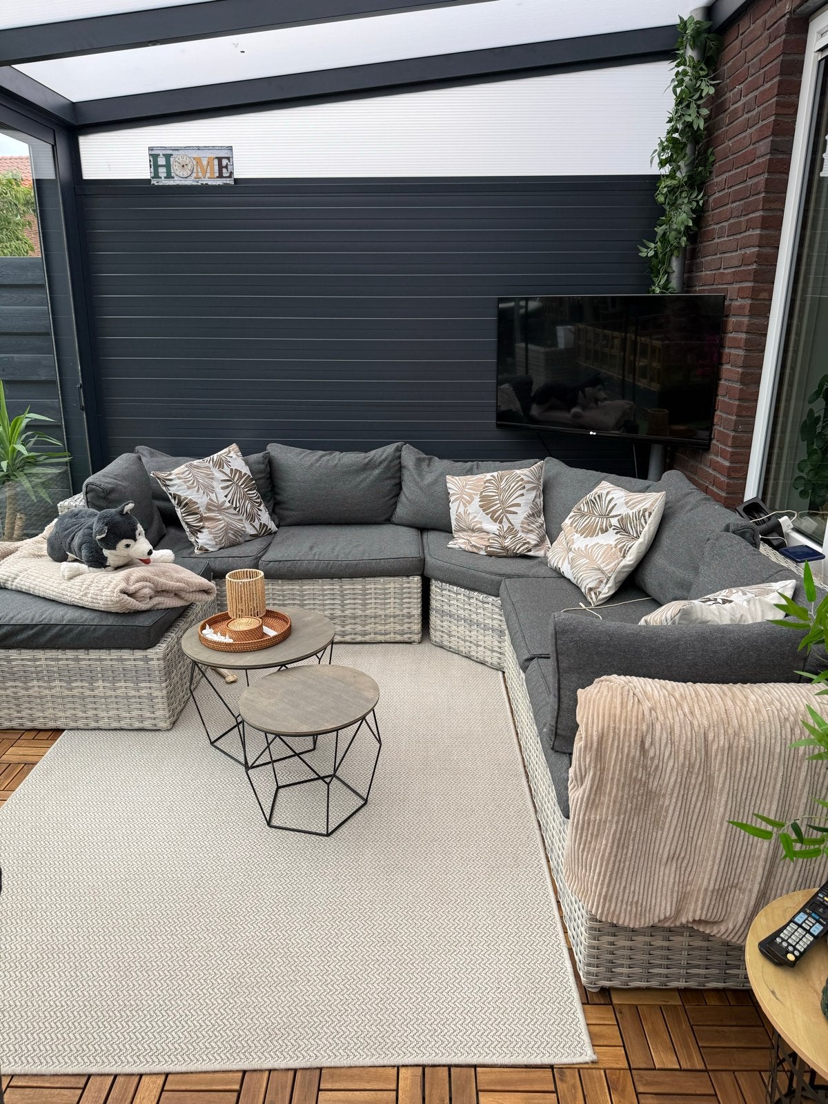 Grote hoekbank loungeset 260x260 cm, Ophalen, 250 tot 300 cm, Gebruikt, 100 tot 125 cm