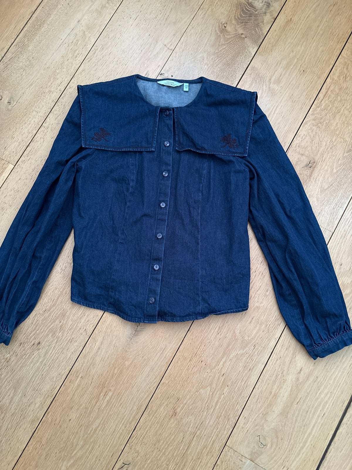 Denim blouse met Peter Pan kraag & borduursel - & Other Stor, Ophalen of Verzenden, Zo goed als nieuw, Maat 36 (S), Blauw