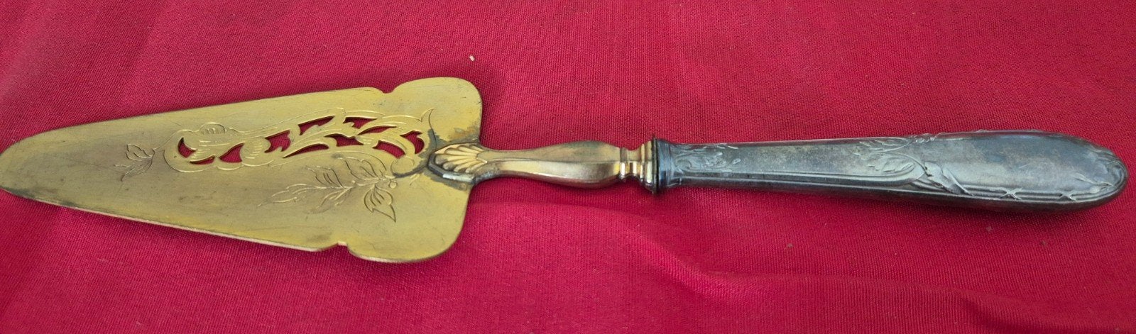 Antieke Art Nouveau taartschep, met verguld blad, Ophalen of Verzenden