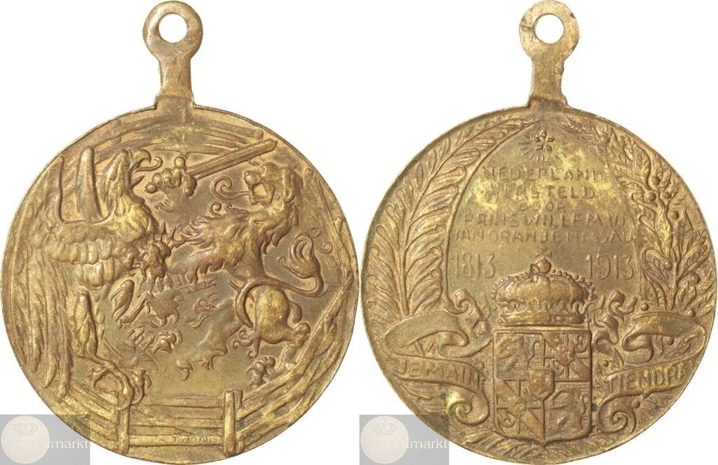 Draagpenning 1913 'Eeuwfeest Nederlandse Onafhankelijkheid', Ophalen of Verzenden, Brons, Nederland