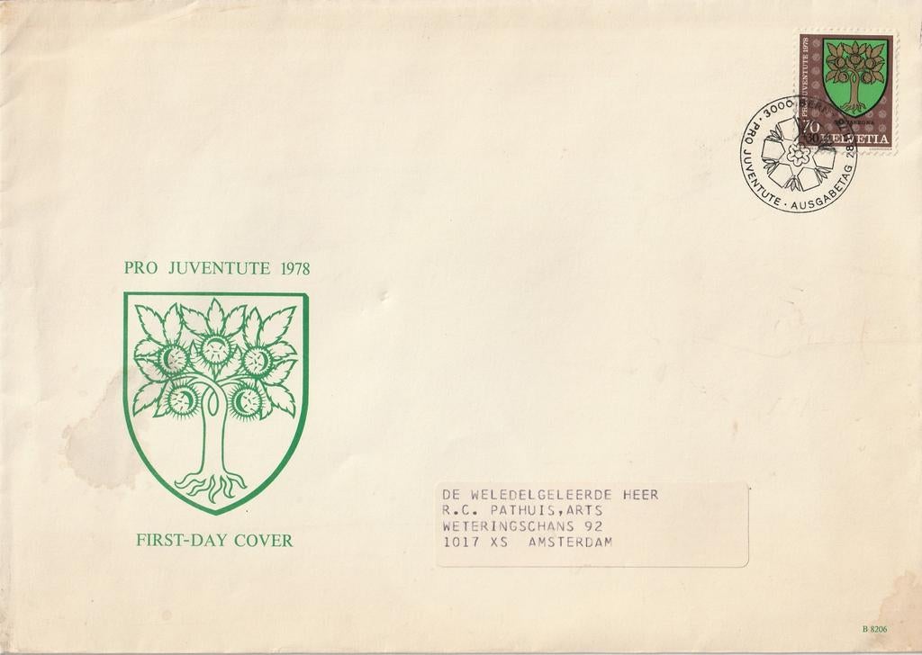 FDC Pro Juventute 1978, Postzegels en Munten, Postzegels | Eerstedagenveloppen, Ophalen of Verzenden, Beschreven, Europa