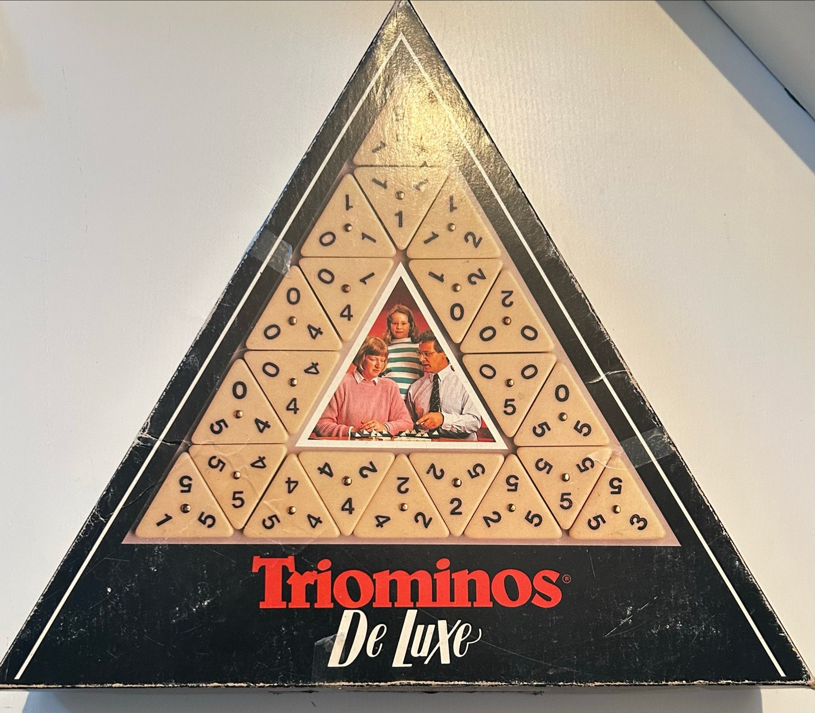 Triominos De Luxe - Compleet met 4 opzetplankjes, Een of twee spelers, Ophalen of Verzenden, Gebruikt