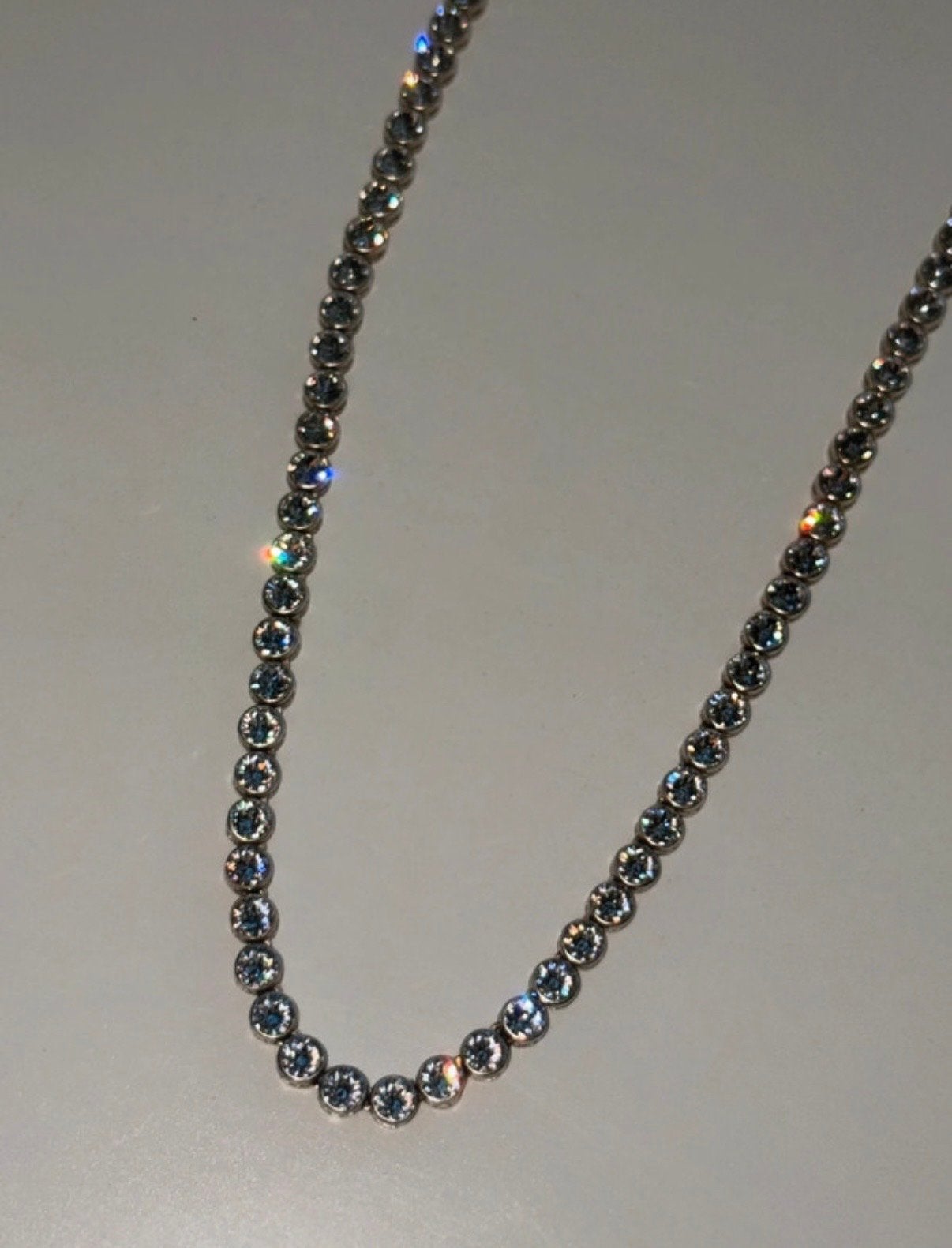 Lucardi Tennis Ketting - Zilverkleurig met Zirkonia, Sieraden, Tassen en Uiterlijk, Ophalen of Verzenden, Zo goed als nieuw, Zilver