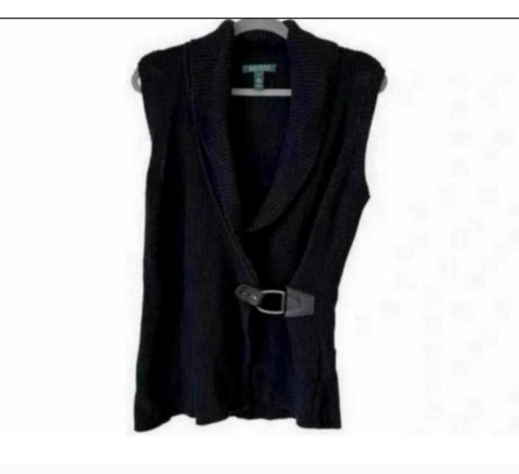 Ralph Lauren sweater vest + gesp vest zonder mouwen zwart xs, Zwart, Ophalen of Verzenden, Zo goed als nieuw, H