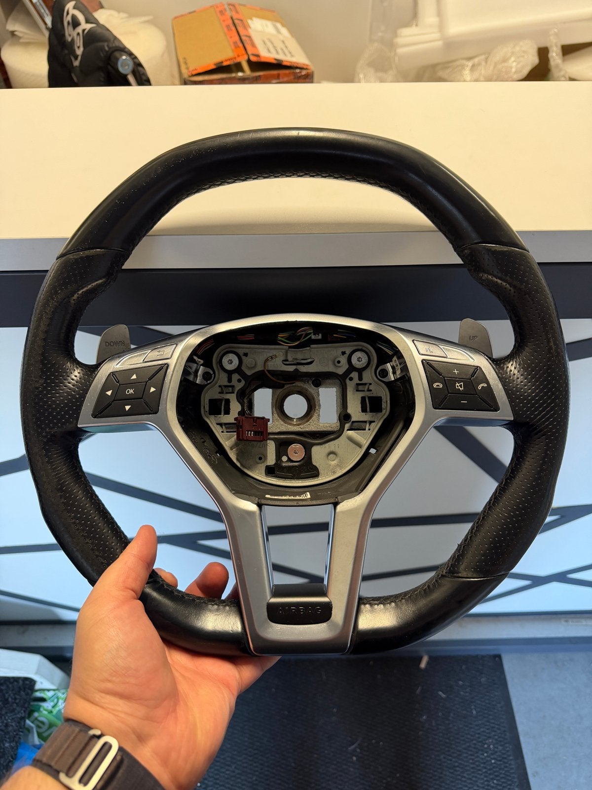 Origineel Mercedes E63 AMG Stuur met Flippers, Ophalen, Gebruikt, Mercedes-Benz