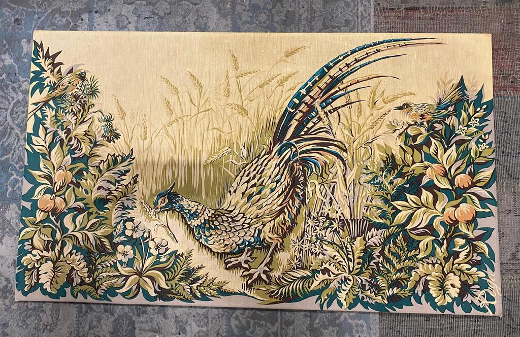 Vintage tapisserie Roga fazant wand aubusson wandtapijt, Antiek en Kunst, Ophalen of Verzenden