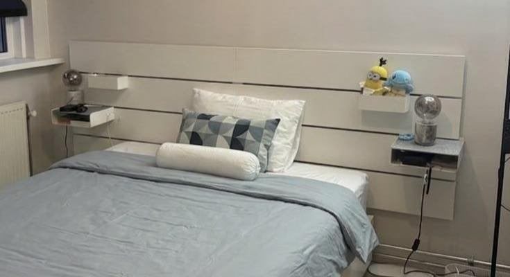 Hoofdbord / Headboard - Ikea NORDLI, Huis en Inrichting, Slaapkamer | Bedden, Ophalen, Wit, Tweepersoons, Zo goed als nieuw