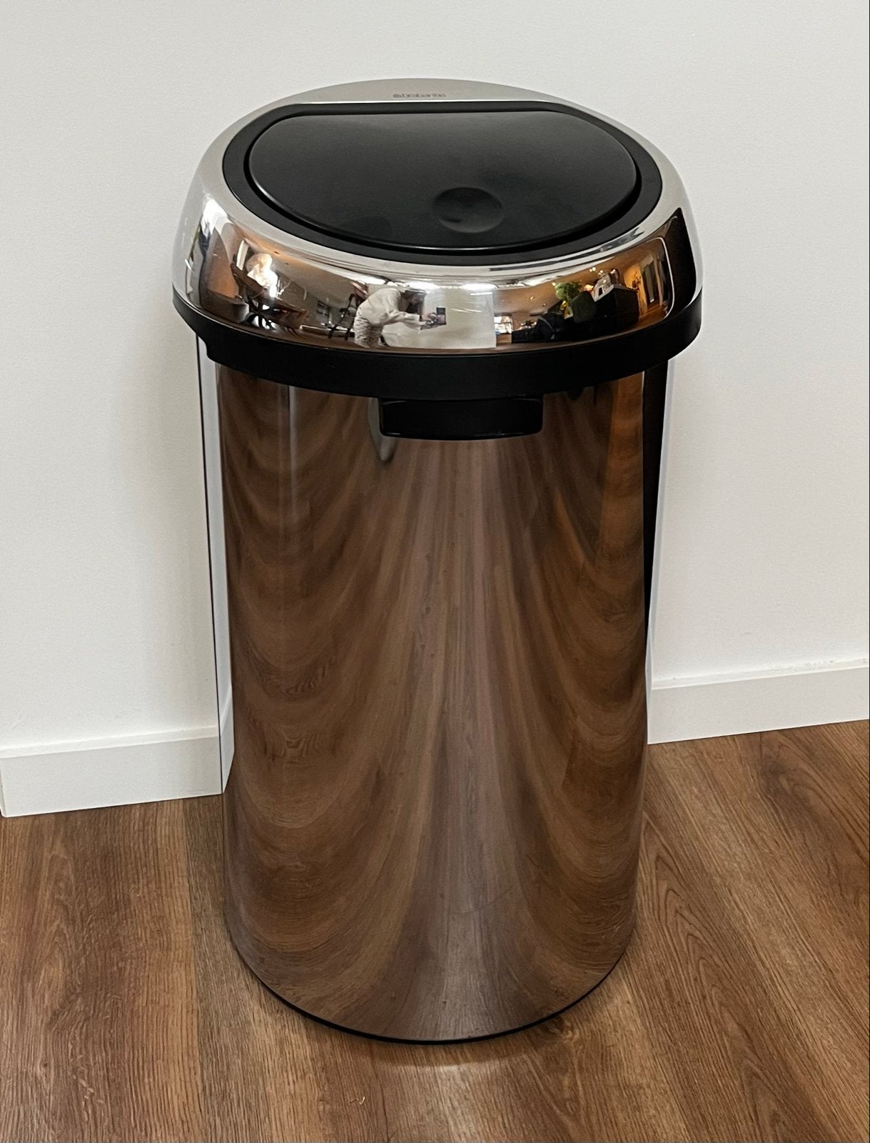 Brabantia prullenbak 60l - touch bin RVS, 40 liter of meer, Ophalen, Zo goed als nieuw, Rvs