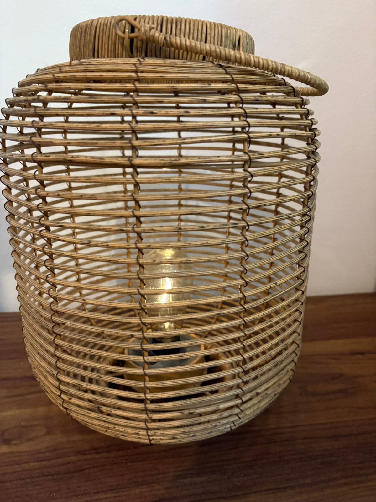 Bamboo lamp(je), Ophalen, Zo goed als nieuw, Rond, Hout