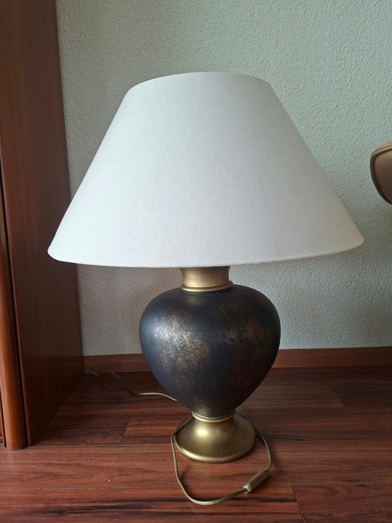 Sfeervolle klassieke tafellamp met bolvoet en lichte kap, Overige typen, Goud, 45 cm, Zo goed als nieuw