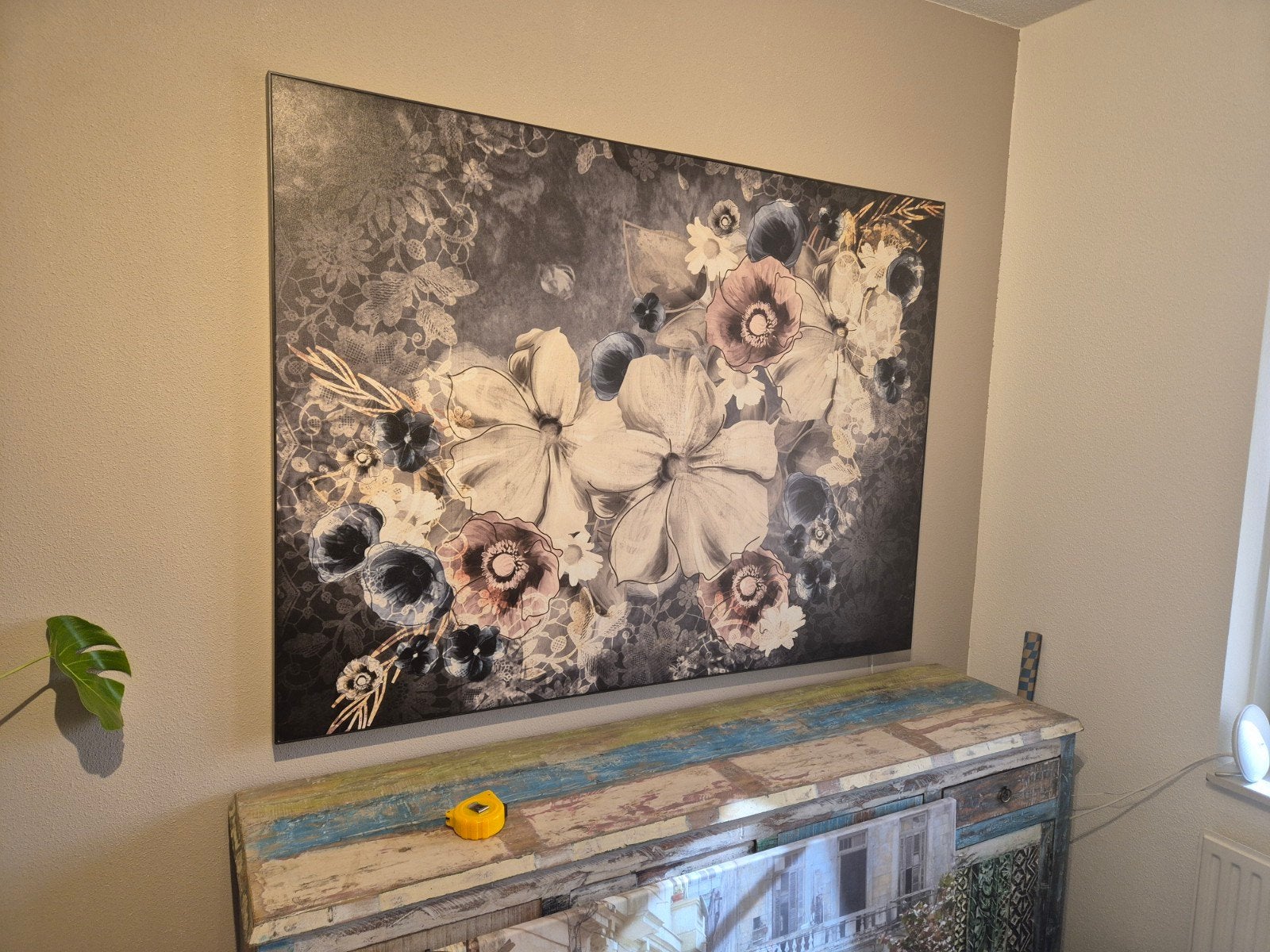 Groot canvas schilderij bloemen 160x120cm (woningexpress org, Ophalen, 125 cm of meer, Zo goed als nieuw, Schilderij