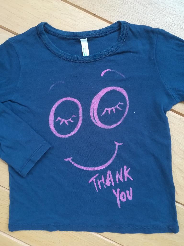BENETTON t- shirt blauw maat 86/92, Kinderen en Baby's, Babykleding | Maat 86, Ophalen of Verzenden, Zo goed als nieuw, Shirtje of Longsleeve