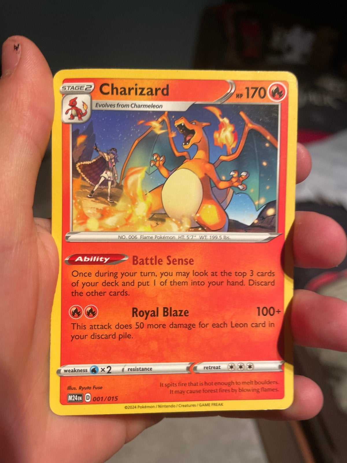 Charizard Pokémon Kaart M24IN 001/015 - Zo goed als nieuw, Ophalen of Verzenden, Zo goed als nieuw, Losse kaart