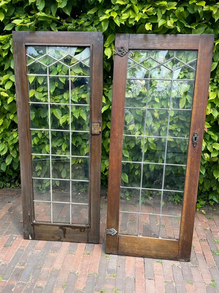 Glas-in-lood deurtjes 120x47,5 cm, Doe-het-zelf en Verbouw, Glas en Ramen, Ophalen, Gebruikt, Minder dan 80 cm, Glas in lood