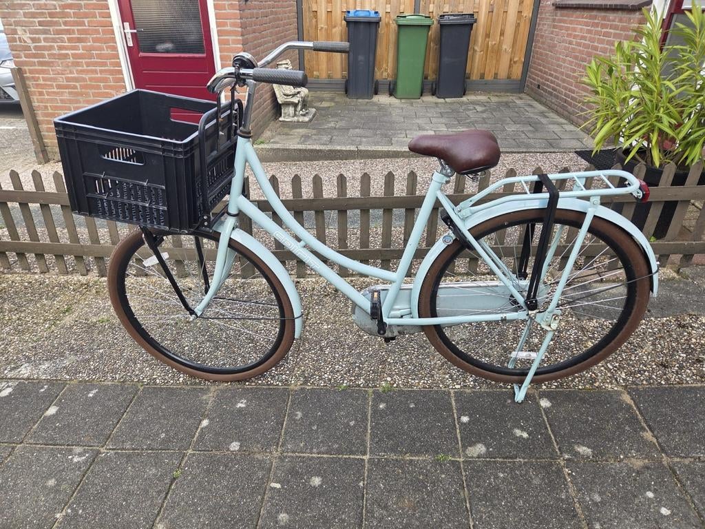 Spirit damesfiets met voordrager en krat, Terugtraprem, Gebruikt, 56 cm of meer, Ophalen