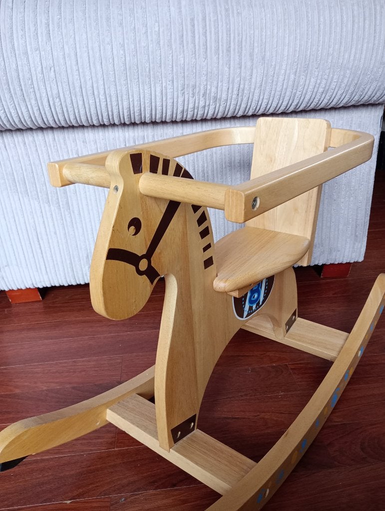 Houten Hobbelpaard met Veiligheidsbeugel, Ophalen, Zo goed als nieuw