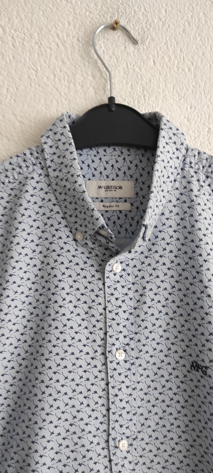 McGregor overhemd met print - Maat M, Kleding | Heren, Overhemden, Zo goed als nieuw, McGregor, Blauw, Halswijdte 39/40 (M)