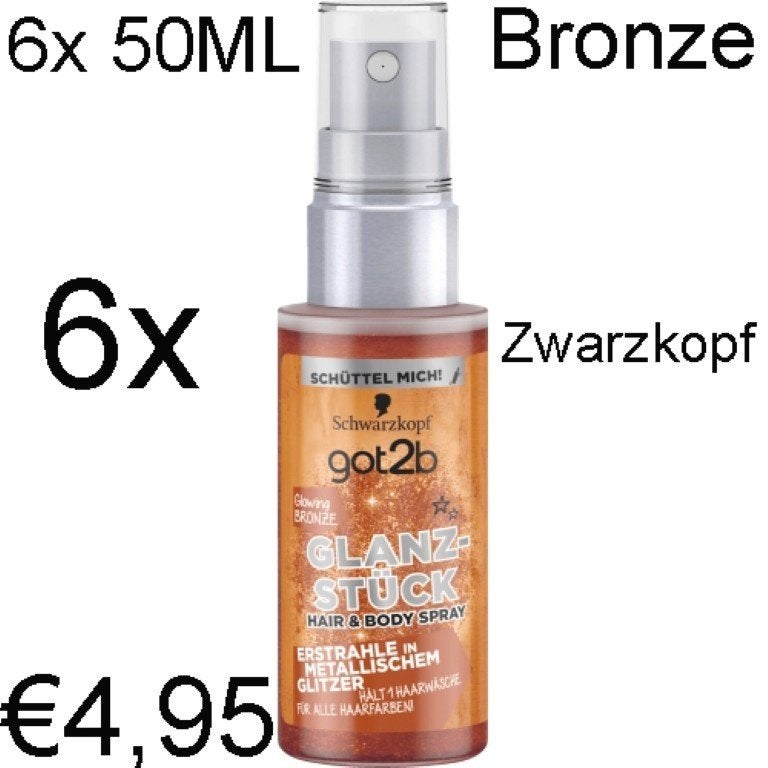 6x Zwarzkopf 50ML Bronze huid en haar spray € 4,95 NIEUW, Ophalen of Verzenden, Nieuw, Overige kleuren, Handen en Nagels