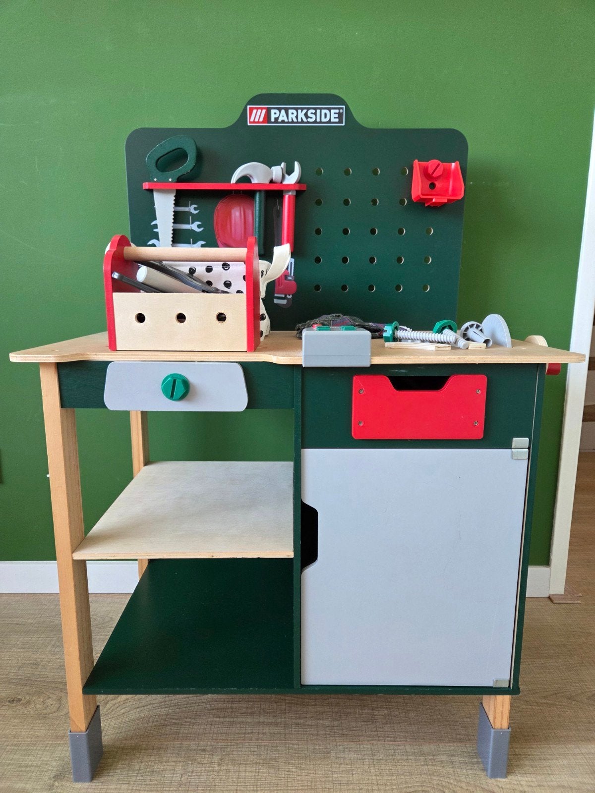 Parkside Houten Werkbank Speelgoed met Accessoires, Ophalen, Gebruikt, Bouwen, Met geluid