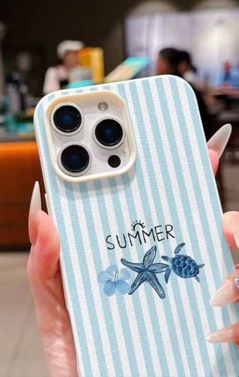 Zomers iPhone Hoesje met Schelpen & Streepjespatroon, Telecommunicatie, Mobiele telefoons | Hoesjes en Frontjes | Apple iPhone