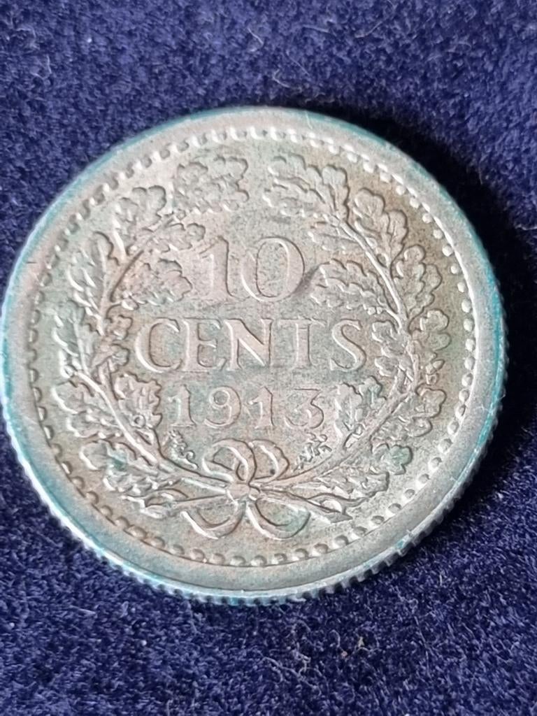 10 cent 1913 Wilhelmina, Ophalen of Verzenden, Koningin Wilhelmina, 10 cent, Zilver