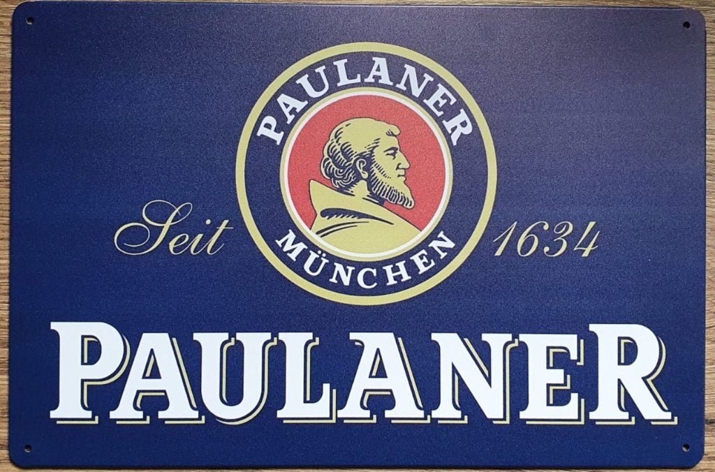 Paulaner bier Munchen reclamebord van metaal wandbord deco, Ophalen of Verzenden, Nieuw, Reclamebord, Plaat of Schild, Overige merken