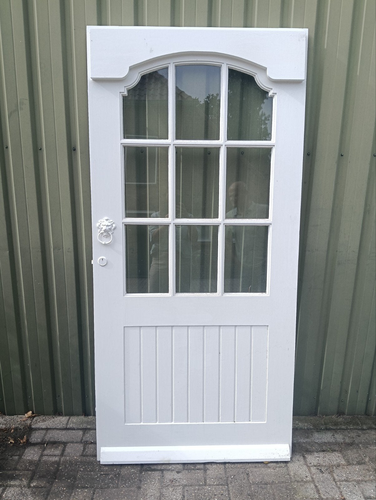 Mooie witte voordeur met glas, Ophalen, Gebruikt, 200 tot 215 cm, Glas