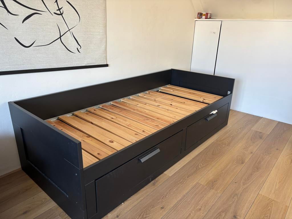 Ikea bed brimnes, 80x200 / 160x200, Huis en Inrichting, Slaapkamer | Bedden, Ophalen, Gebruikt, Wit, Tweepersoons