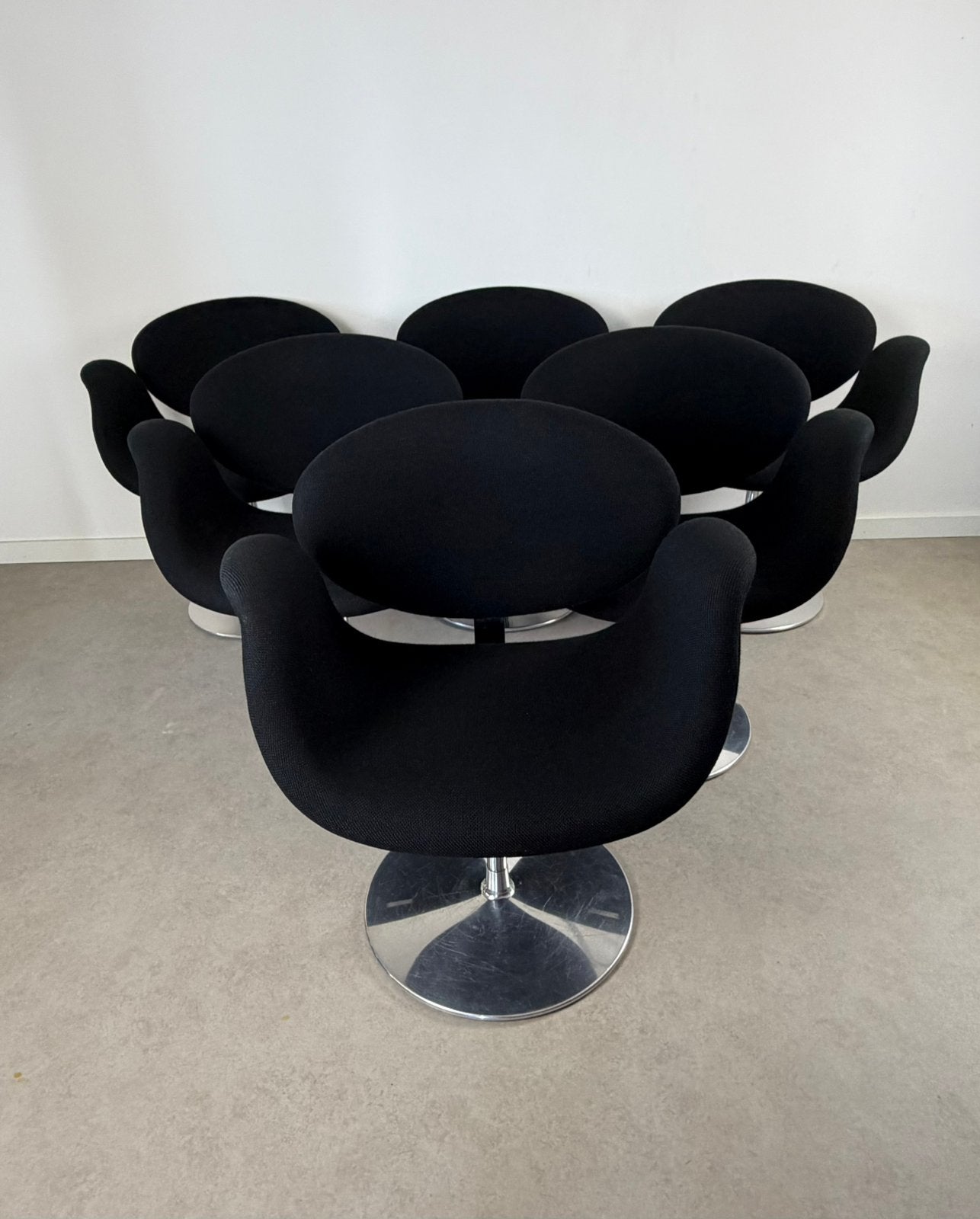Artifort Pierre Paulin little tulip set van 6, .., Zwart, Zo goed als nieuw, Stof