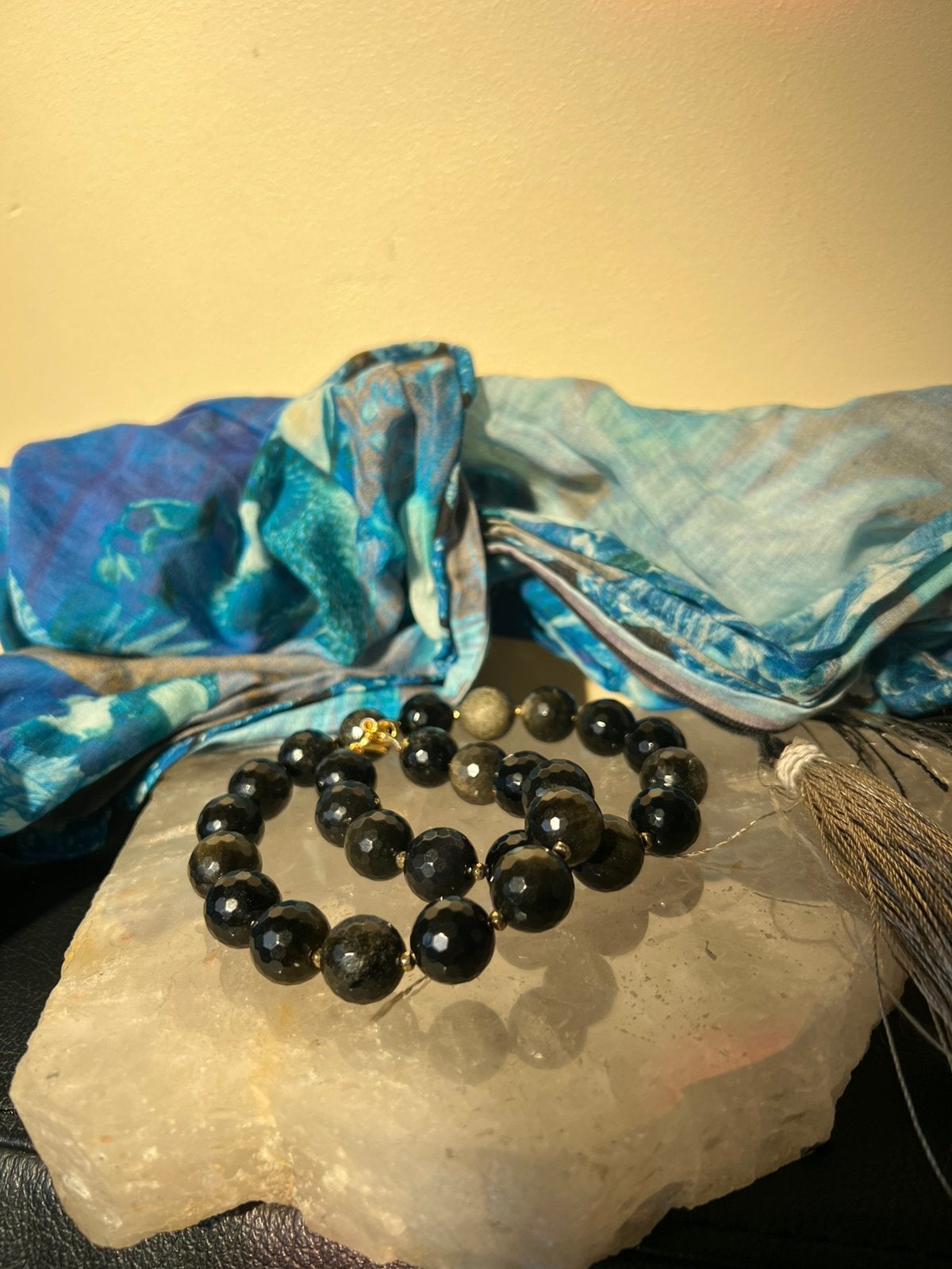 Obsidiaan goudobsidiaan beschermt aura intuïtie magie power, Sieraden, Tassen en Uiterlijk, Kettingen, Zwart, Nieuw, Verstelbaar