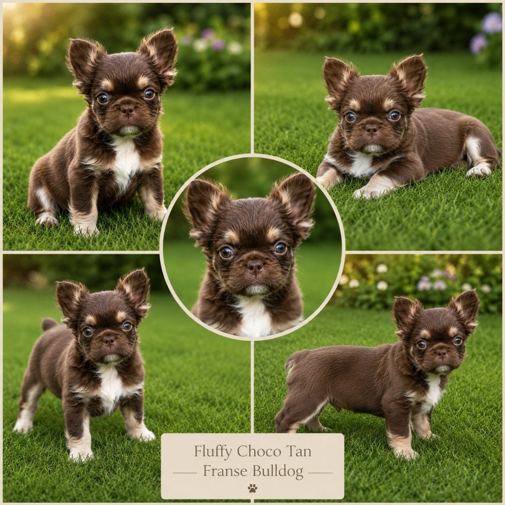 Fluffy choco tan reutje Franse Bulldog pups, Dieren en Toebehoren, België, Fokker | Hobbymatig, Reu, 8 tot 15 weken