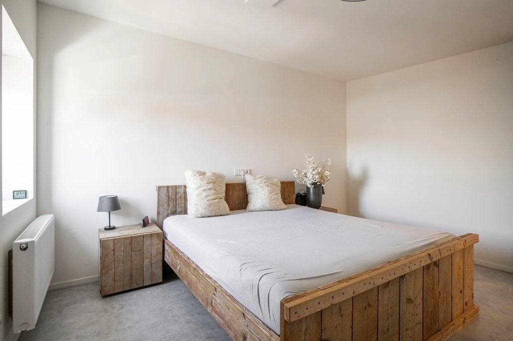 Steigerhouten bed ombouw en nachtkastjes, Ophalen, Bruin, Steigerhout, Tweepersoons