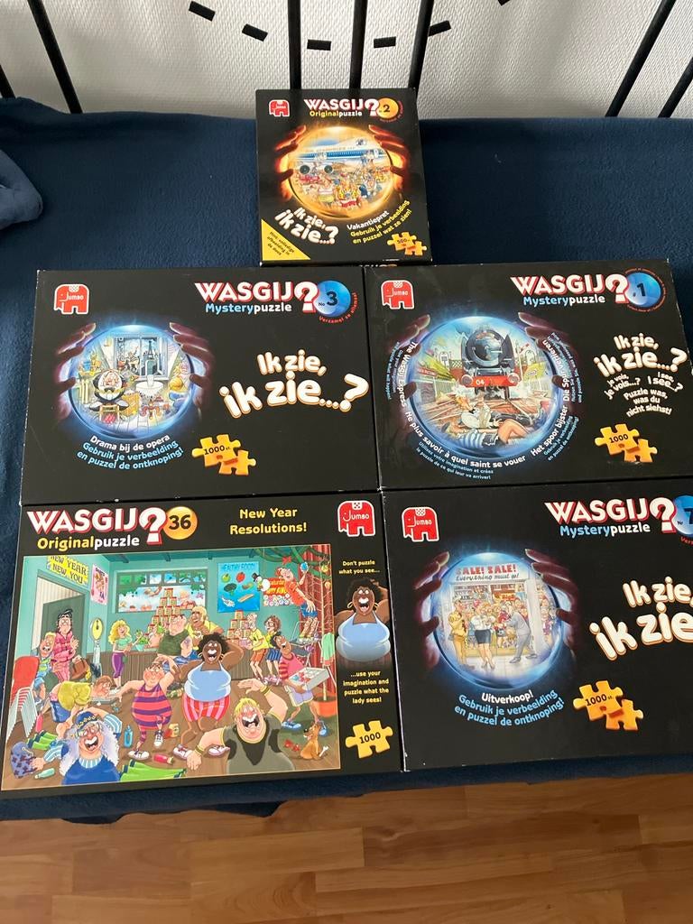 5x Wasgij Puzzels - Diverse Nummers en Thema's, Hobby en Vrije tijd, Denksport en Puzzels, Ophalen, 500 t/m 1500 stukjes, Zo goed als nieuw