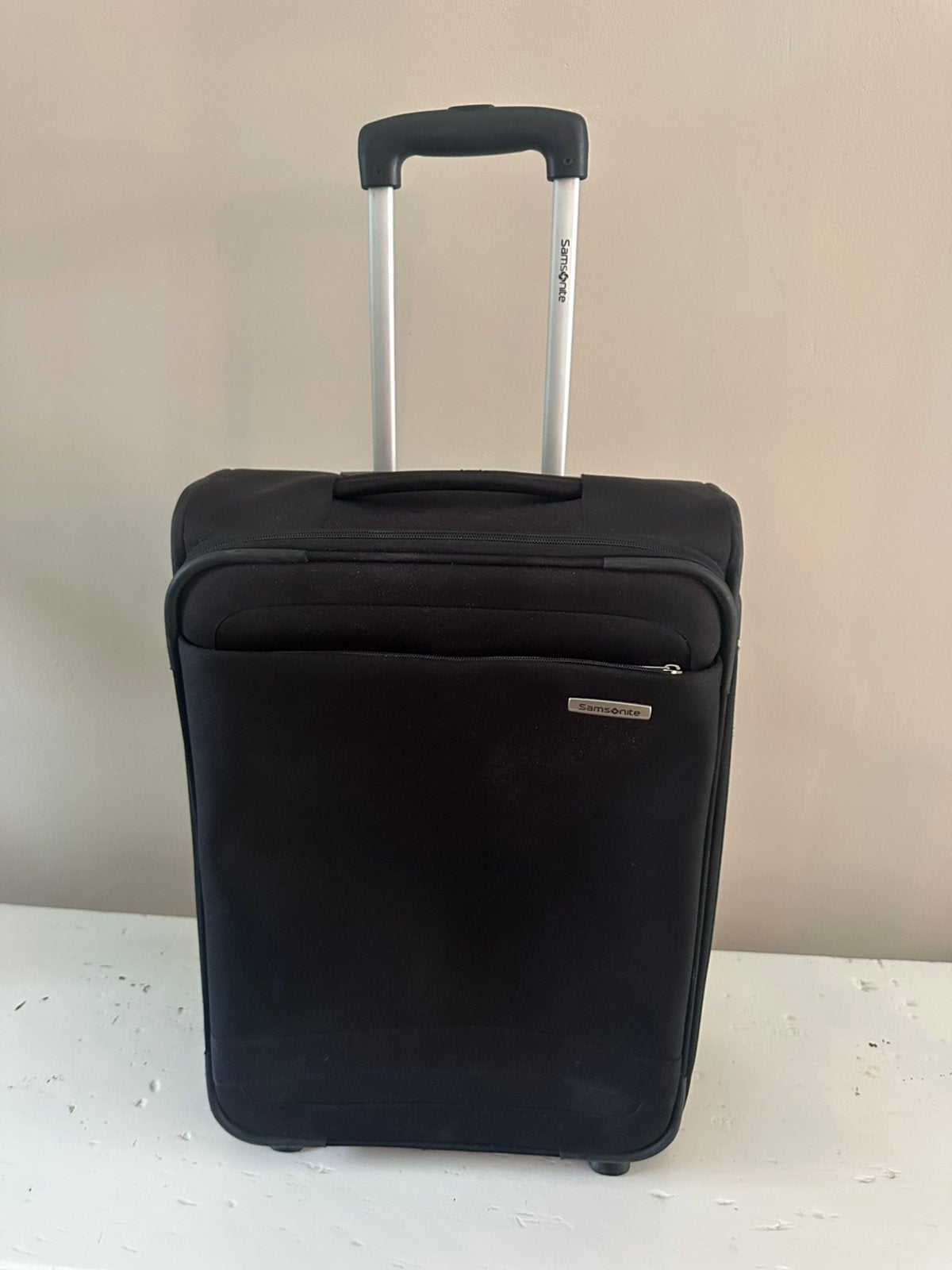 Handbagage koffertje zwart | Samsonite, Ophalen, Gebruikt, 50 tot 60 cm, Hard kunststof
