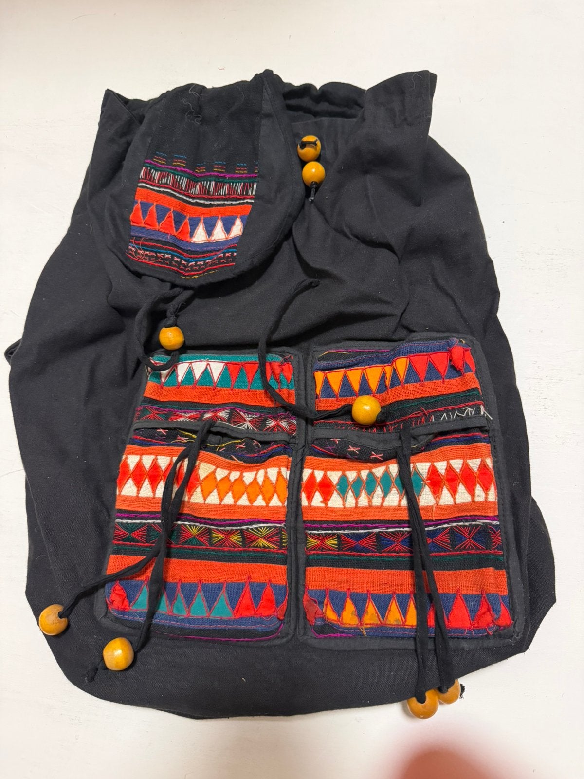 Black backpack, bohemian-style 45x35, Ophalen of Verzenden, Zo goed als nieuw
