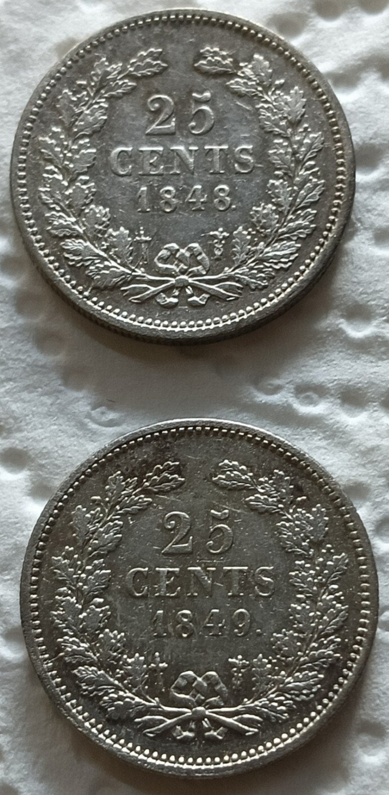 2 Kwartjes Koning Willem II - 1848 & 1849 Bodemvondst, Ophalen of Verzenden, Koning Willem II, 25 cent
