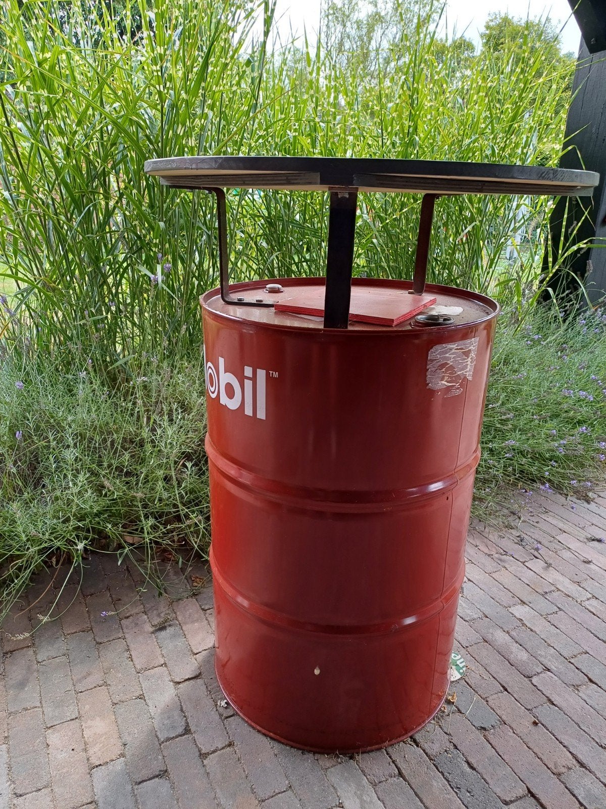 Statafel van olievat - Uniek en robuust, Ophalen, Gebruikt, Rond, Metaal